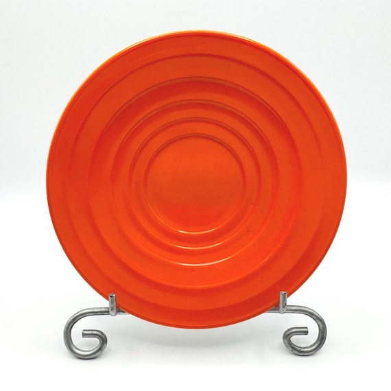 Retro 1950s Hazel Atlas Platonite Moderntone Orange Saucer