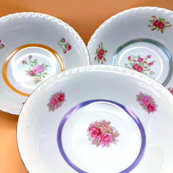 Vintage Japan Floral Serving Bowls Set of 3
