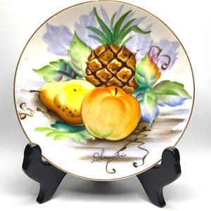 Vintage Hand-Painted Fruit Plate Signed Suzuki - Made in Japan