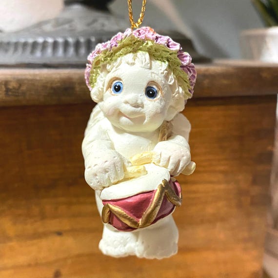 Vintage Dreamsicles Cherub Ornament: Angel with Drum, Collectible DX281