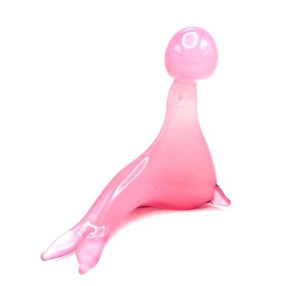 Vintage Murano Pink Art Glass Seal Figurine – Hand-Blown Italian Glass
