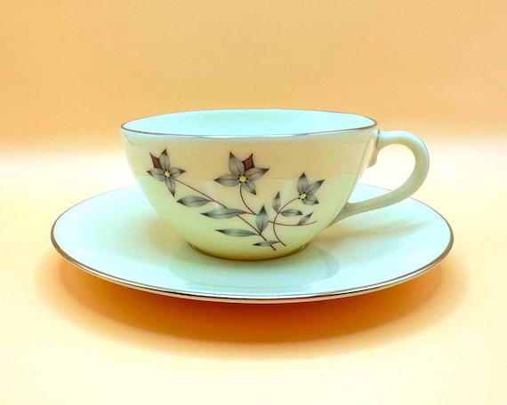 Lenox Princess X-516 Teacup Saucer Set Platinum Trim Vintage China