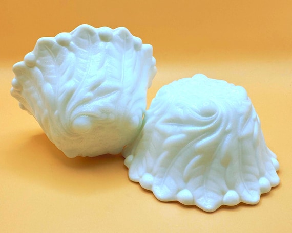 Vintage Milk Glass Grape Bowls Set of 2 Footed Dessert Bowls