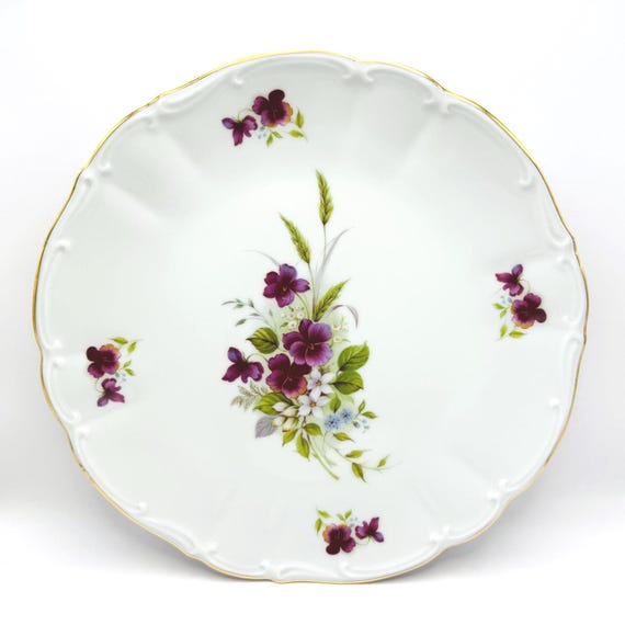 Hand Gilded Vintage Bavarian Platter with Purple Violets