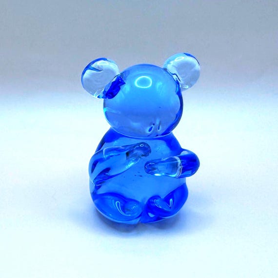 Vintage Cobalt Blue Glass Koala Bear Hand Blown Art Glass Figurine