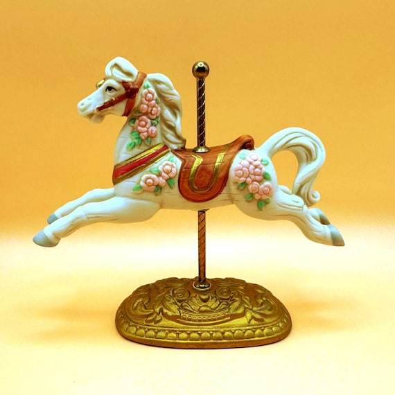 Vintage HOMCO Carousel Horse Porcelain Figurine Floral Decor