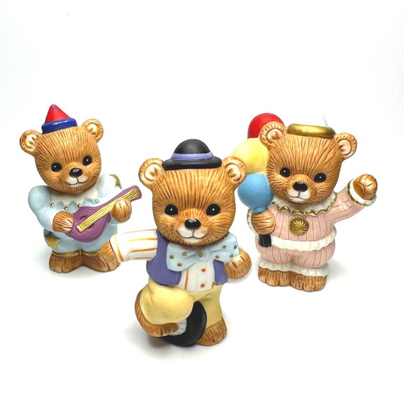 Adorable Trio of Circus Clowns: Vintage Homco Teddy Bears Set #1449