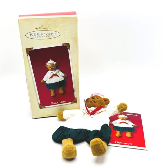 Vintage Hallmark Keepsake Ornament: 'Grandson' Teddy Bear, 2002