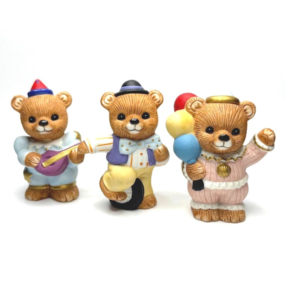 Adorable Trio of Circus Clowns: Vintage Homco Teddy Bears Set #1449