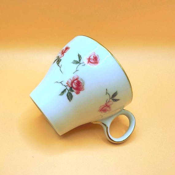 Vintage Noritake Pink Rose Tea Cups Set of 6 Gold Trim Japan Fine China