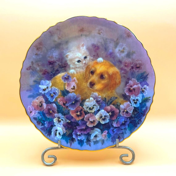 Lily Chang Paws in the Posies Collector Plate 1994 Bradford Exchange First Issue