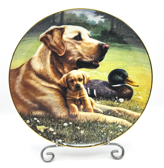 Jim Lamb Sporting Generation Plate - Yellow Lab and Puppy - Like Father Like Son - 1991 Hamilton Collectible