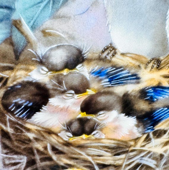 Sparrows and Nest of Babies Plate by Lena Liu - Vintage Collectible 'Tender Lullaby'