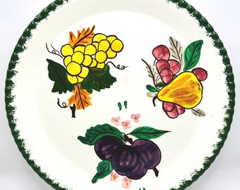 Hand-Painted Southern Potteries Fluted Platter with Fruit Design - Vintage Blue Ridge