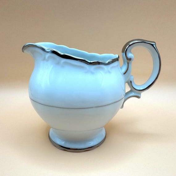 Vintage Silver Sonata Platinum Trim Creamer | Fine China Made in Japan