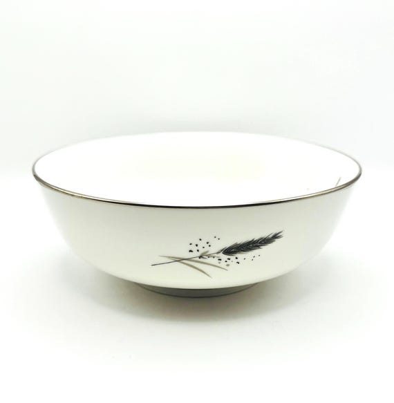 Charming Vintage Bavarian Ceres Pedestal Serving Bowl - Gray & Black Wheat with Platinum Trim