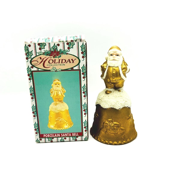 Vintage World Bazaars Inc Gold Classic Santa Porcelain Bell - Holiday Collection