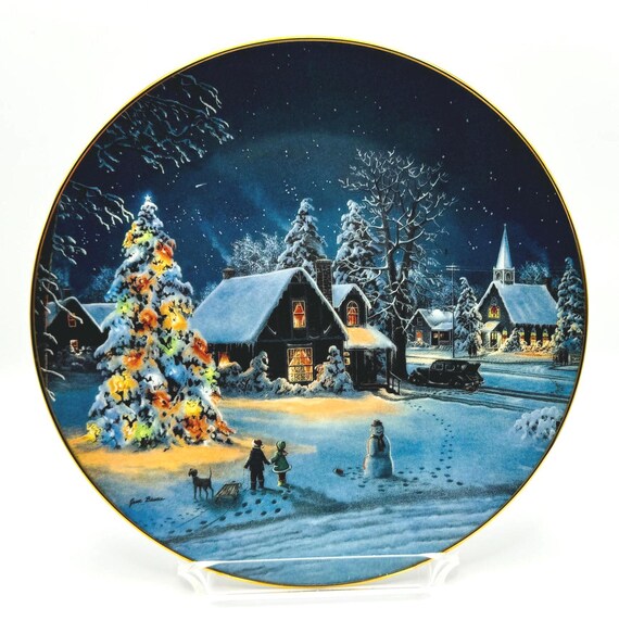 Charming Vintage Holiday Plate | Oh Christmas Tree by Jesse Barnes | Bradford Exchange Collectible