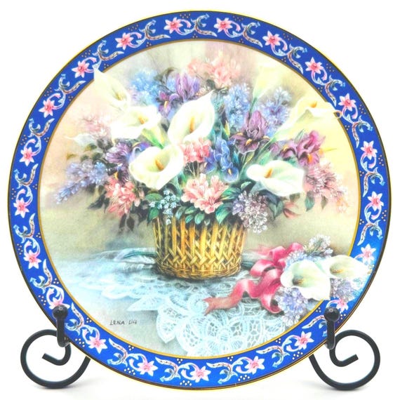 Vintage Lena Liu Calla Lillies Plate - Basket of Bouquets Collectible Decor