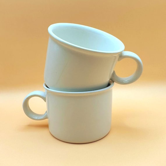 Vintage Midwinter England White Mugs Set of 2 Mid Century English Café Cups