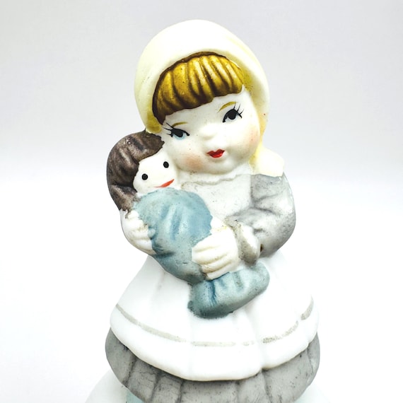 Vintage Bisque Hand Painted Bell - Mother and Baby Figurine - Friends Keepsake