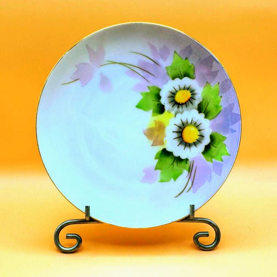 Vintage Meito Hand Painted Floral Plate Japan Gold Trim