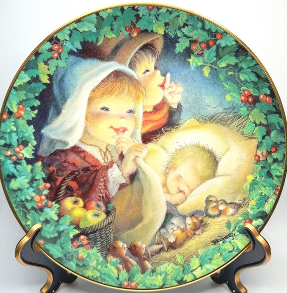 Vintage Hamilton 'Asleep in the Hay' Christmas Plate - Ferrandiz Holiday Decor