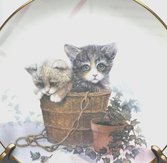 Vintage Danbury Mint 'Kitten Cousins' Collectible Plate - Charming Gift for Cat Lover - 'Double Trouble' By Ruane Manning