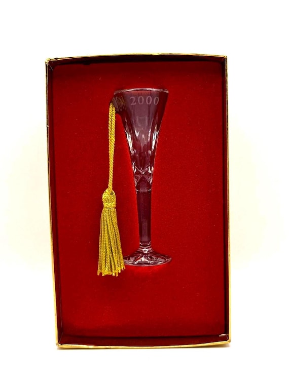 Gorham Lady Anne Crystal Flute Ornament 2000 - Original Box - Champagne Glass Holiday Ornament USA