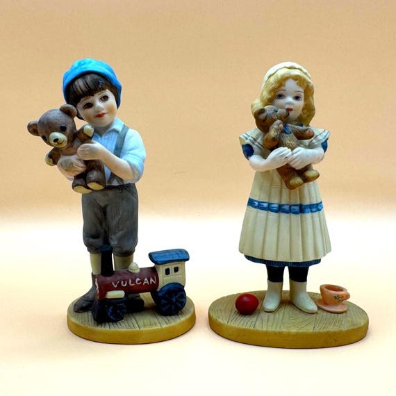 Vintage Jan Hagara Brian or Anne Figurine with Teddy Bear – 1980s Limited Edition – Choice