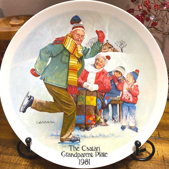 Vintage 1981 Norman Rockwell, "The Csatari GrandParent Plate, Knowles 1981