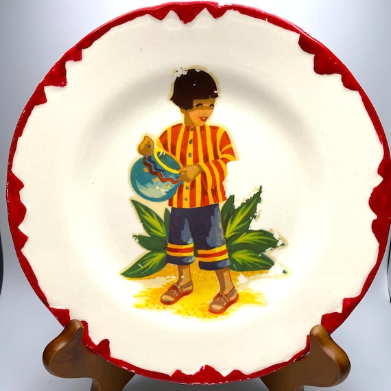 Vintage Charming Hand Painted Plate, 1950s
