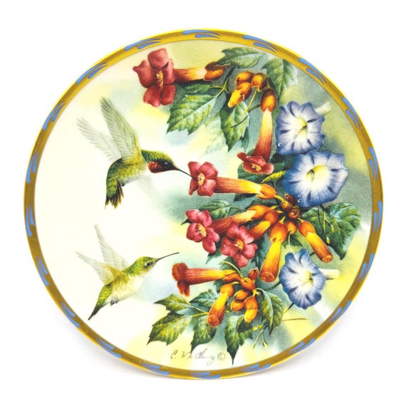 Catherine McClung Lenox Hummingbird Plate - Vintage Nature's Collage
