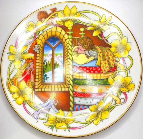 Vintage Fairy Tale Plate: Princess and the Pea, Alan Baker 1983