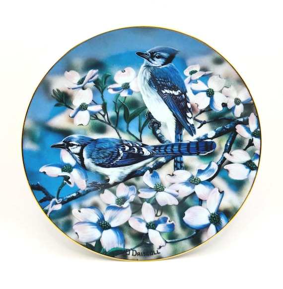 Retro Blue Jays of Spring Plate - Vintage American Songbirds Collectible by O'Driscoll