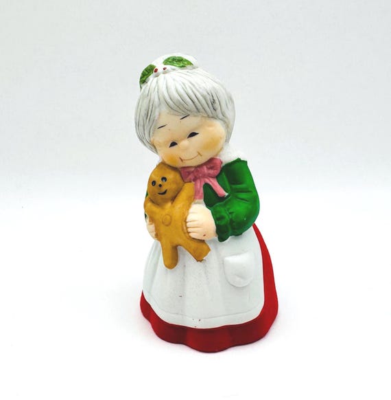 Vintage Jasco Mrs. Claus Christmas Bell with Red Velvet Skirt