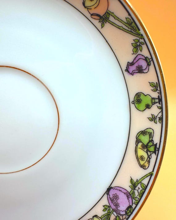 Antique H&C Selb Bavaria Richette Teacup and Saucer Gold Trim German Porcelain