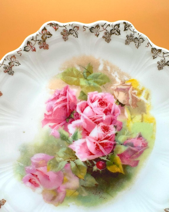 Antique Bavaria Rose Plates Set of 4 Z.S. & Co