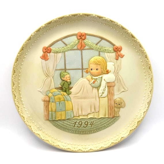 Vintage 1994 Mabel Lucie Attwell Hand Painted Christmas Plate with Elf - Limited Edition
