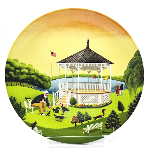 1986 Vintage Lowell Herrero Decorative Plate - Folk Art Decor - Made in Japan