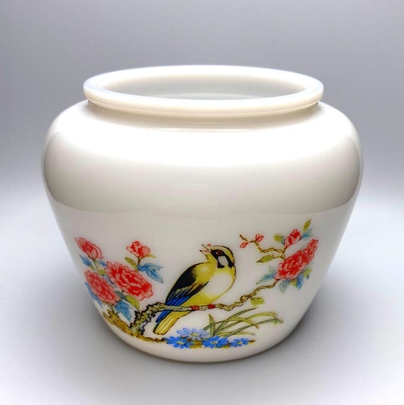 Vintage Avon Milk Glass Bird Ginger Jar