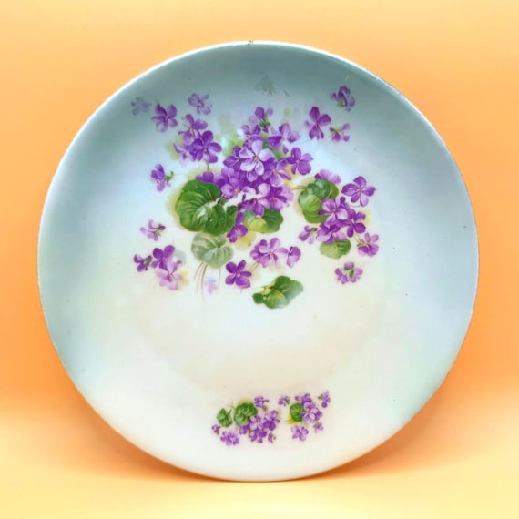 Antique Bavaria Violet Floral Porcelain Plate