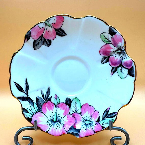 Royal Stafford Pink Floral Bone China Saucer England