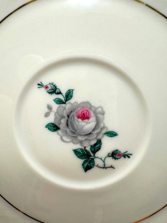 Royal Bayreuth Rose Saucer – Vintage Ivory Porcelain, Germany US Zone