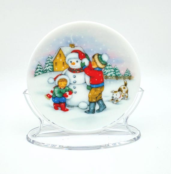Vintage 1991 Hallmark 'Let It Snow' Porcelain Ornament with Box