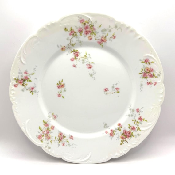 Antique Theodore Haviland Limoges France Floral Dinner Plates - Set of 2