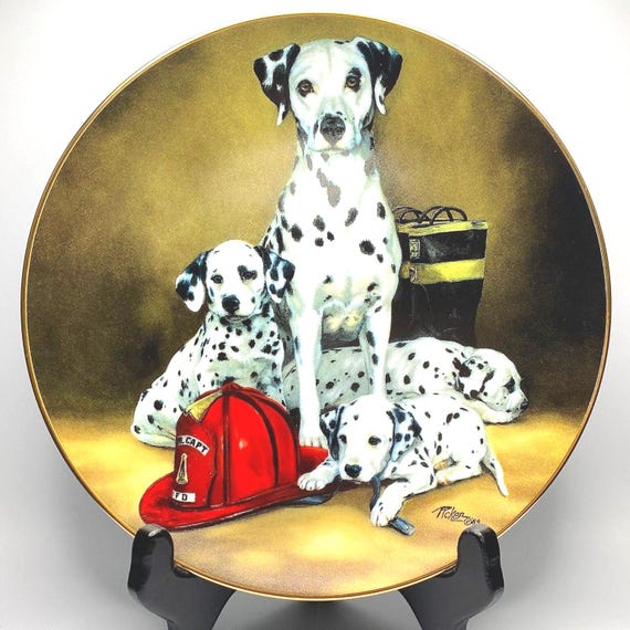 Vintage Dalmation Collectible Decorative Plate - Firehouse Decor - Gift for Firefighter - The Fire Brigade- Linda Picken-Princeton Gallery