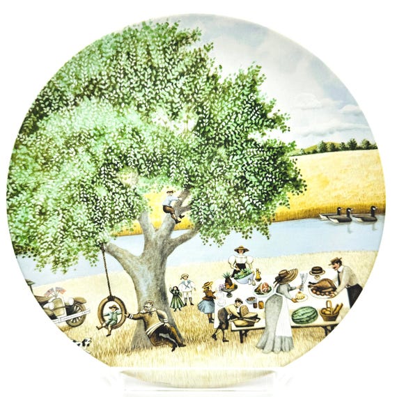 1982 Vintage Lowell Herrero Decorative Plate - Folk Art Decor - Made in Japan