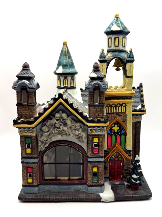 Lighted Vintage Church with Choir - Ceramic Snow Village Decoration