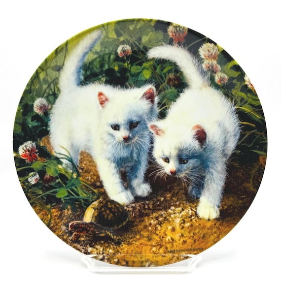 Vintage White American Shorthair Cat Plate - Collector's Plate from Amy Brackenbury's Cat Tales Series